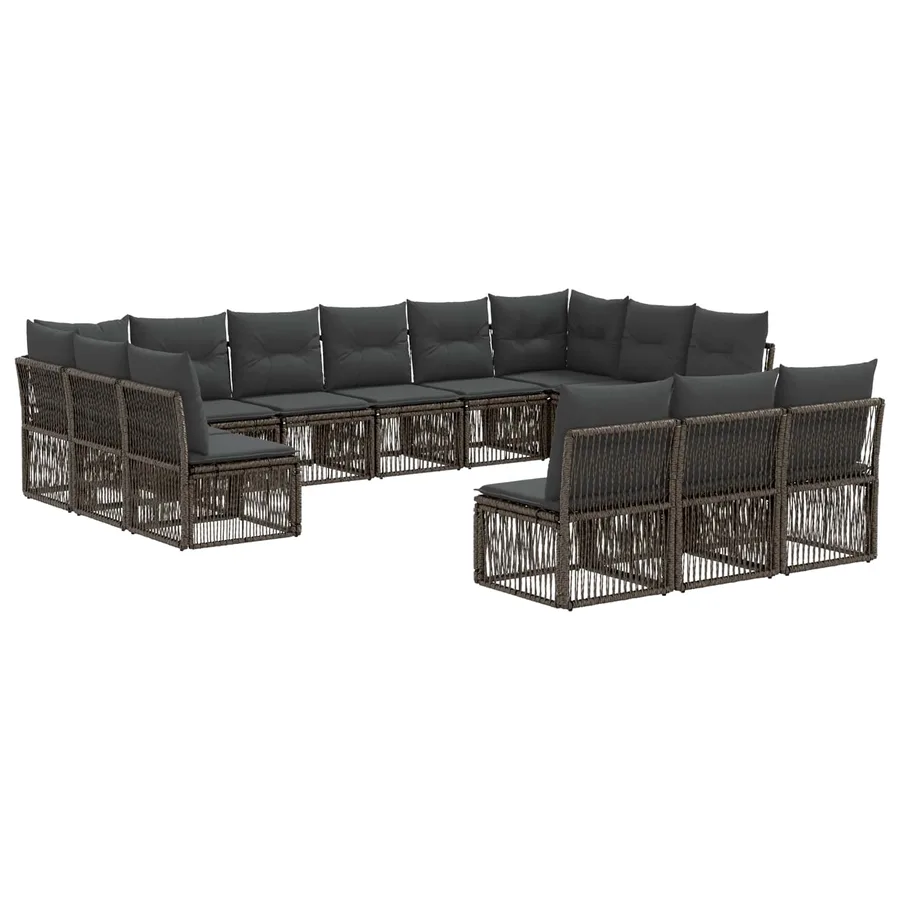 Ensemble de canapé de jardin 13 pcs Gris polyrotin - 2