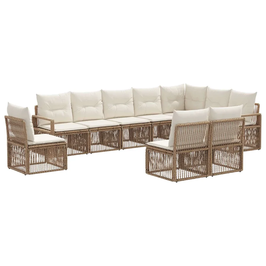 Ensemble de canapé de jardin 10 pcs Beige polyrotin - 2