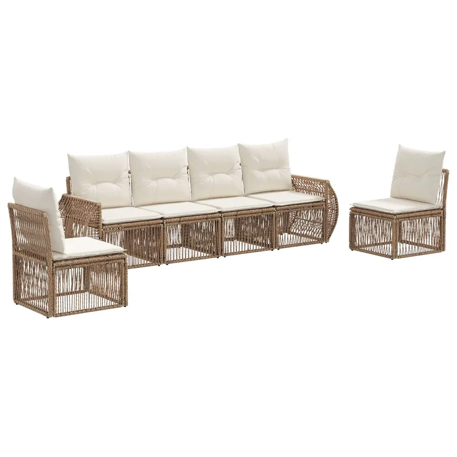 Ensemble de canapé de jardin 6 pcs Beige et blanc crème - 2