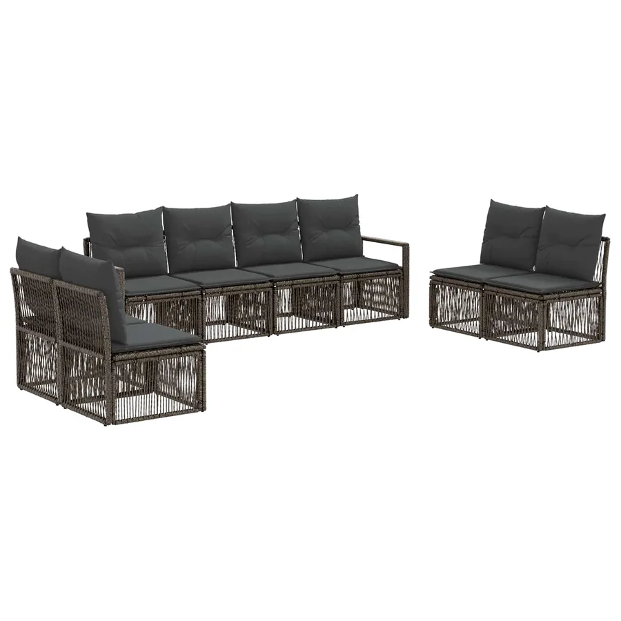 Ensemble de canapé de jardin 8 pcs Gris polyrotin - 2