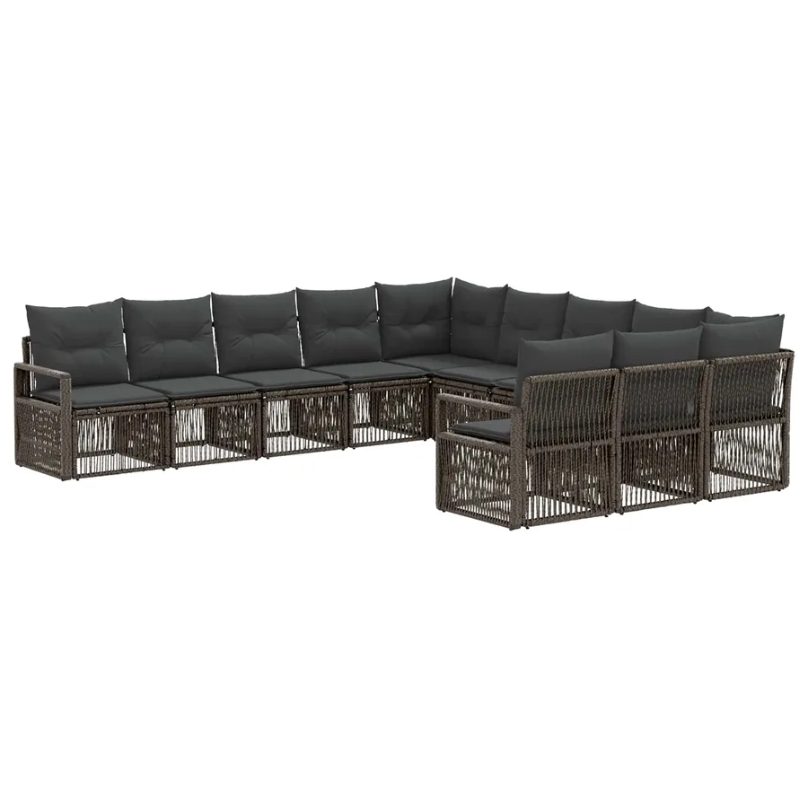 Ensemble de canapé de jardin 11 pcs Gris polyrotin - 2