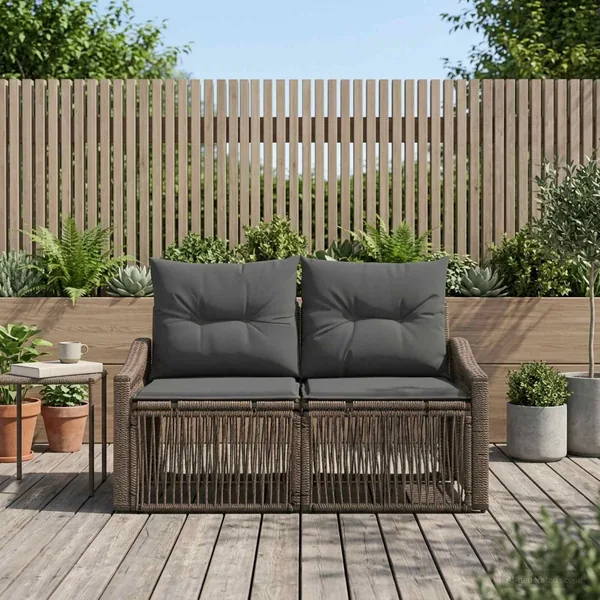 Canapé de jardin 2-Nombre de places Gris polyrotin