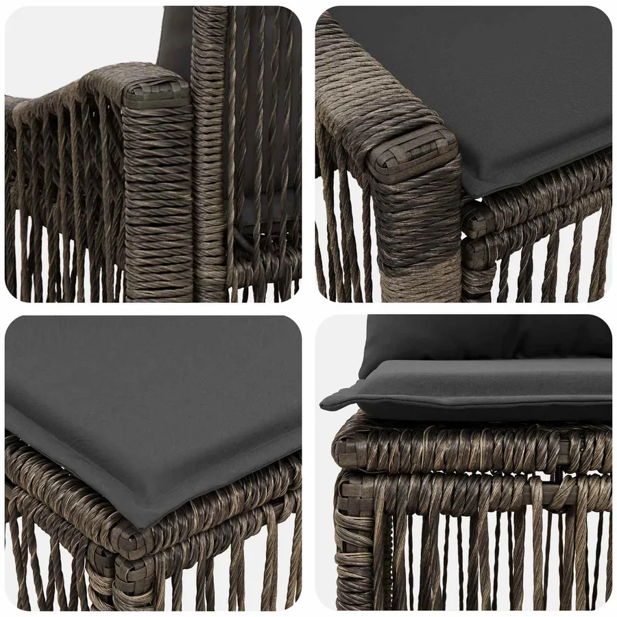 Ensemble de canapé de jardin 6 pcs Gris polyrotin - 5