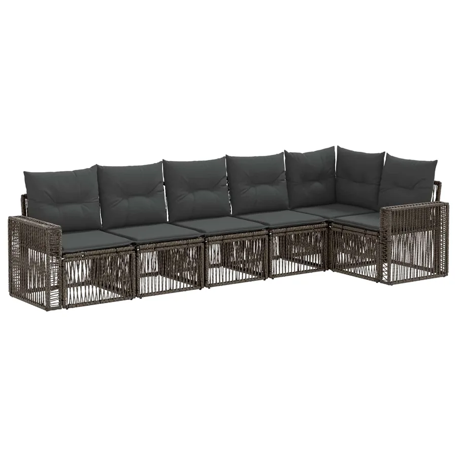 Ensemble de canapé de jardin 6 pcs Gris et Gris foncé polyrotin - 2