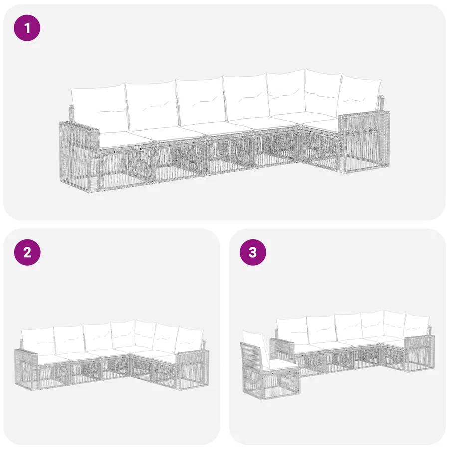 Ensemble de canapé de jardin 6 pcs Gris et Gris foncé polyrotin - 6