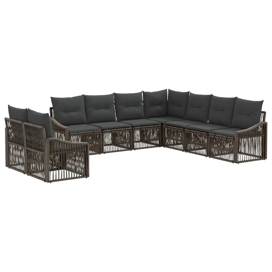 Ensemble de canapé de jardin 9 pcs Gris polyrotin - 2