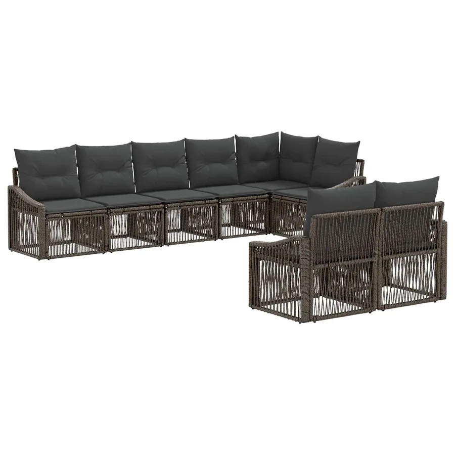 Ensemble de canapé de jardin 8 pcs Gris polyrotin - 2