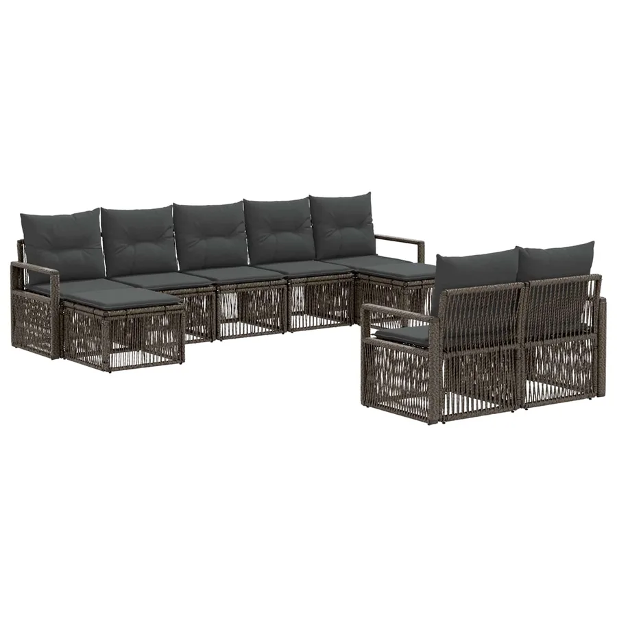 Ensemble de canapé de jardin 9 pcs Gris polyrotin - 2