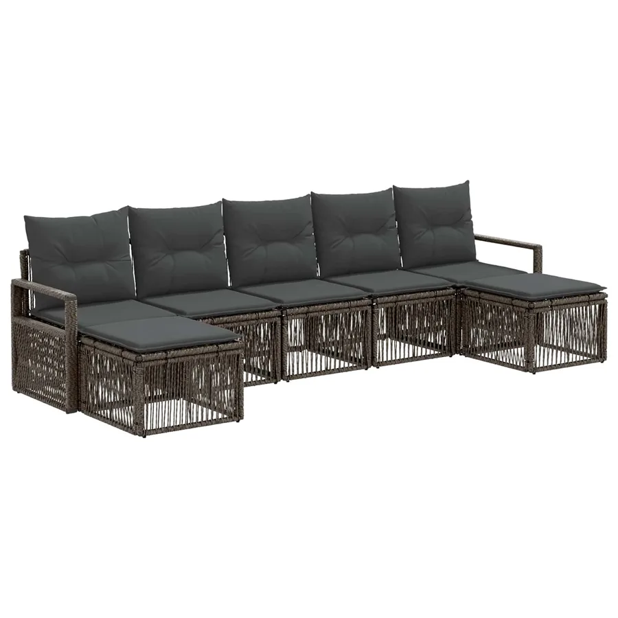 Ensemble de canapé de jardin 7 pcs Gris polyrotin - 2