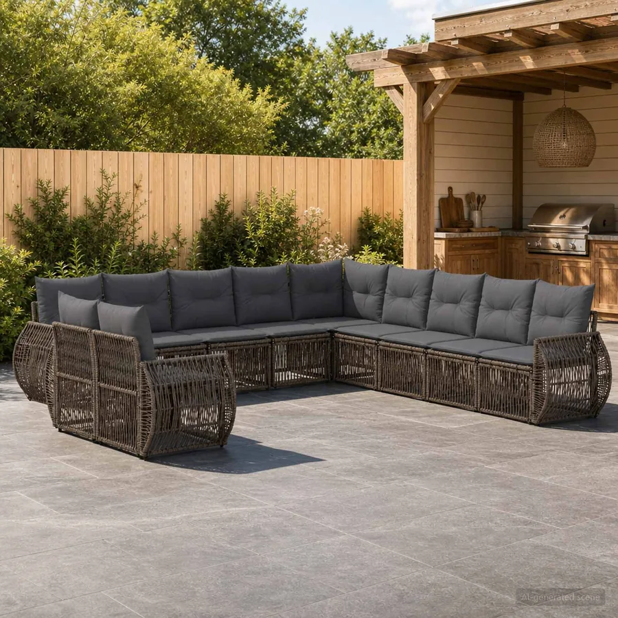 Ensemble de canapé de jardin 11 pcs Gris et Gris foncé