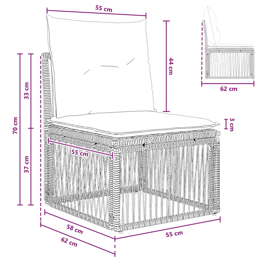 Unité Canapé sans accoudoir Beige polyrotin - 8