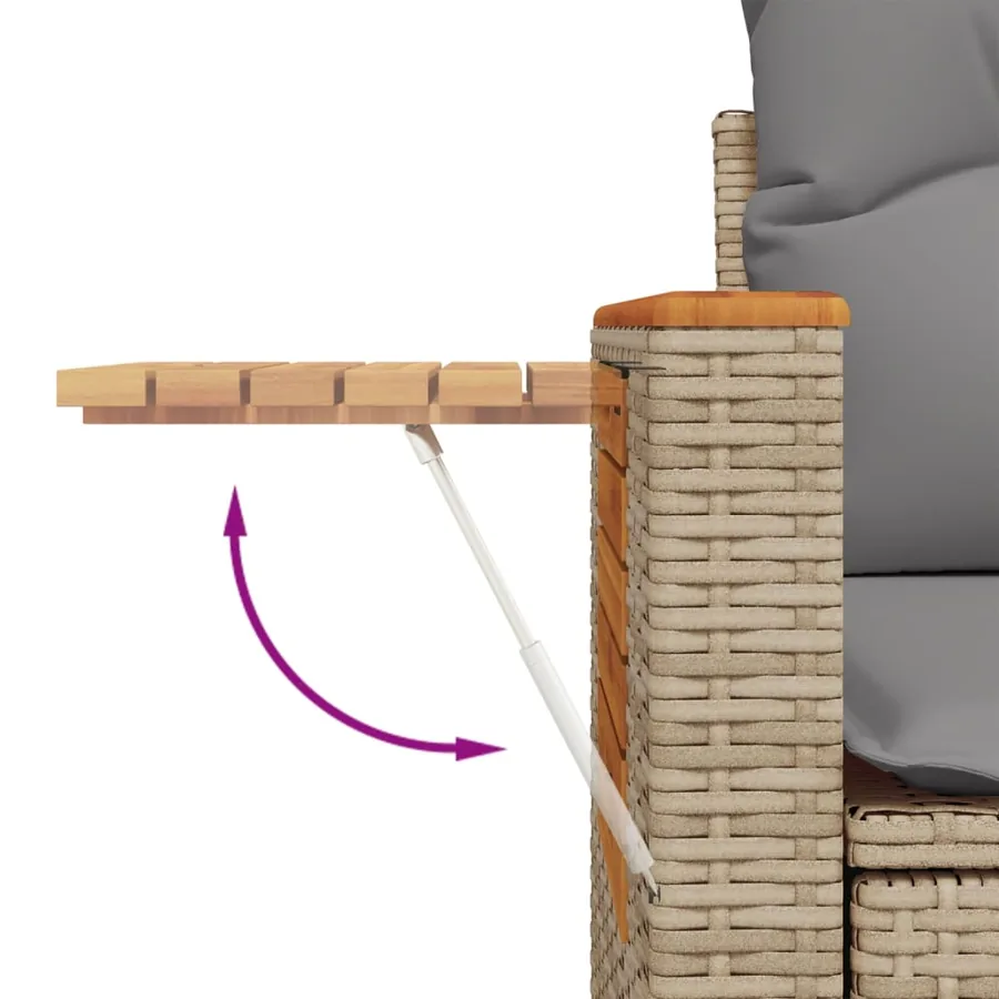 Salon de jardin avec coussins 6 pcs beige résine tressée - 8