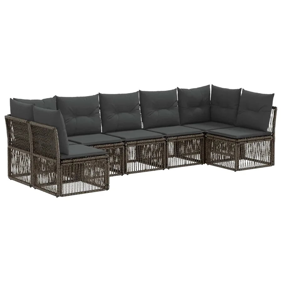 Ensemble de canapé de jardin 7 pcs Gris polyrotin - 2