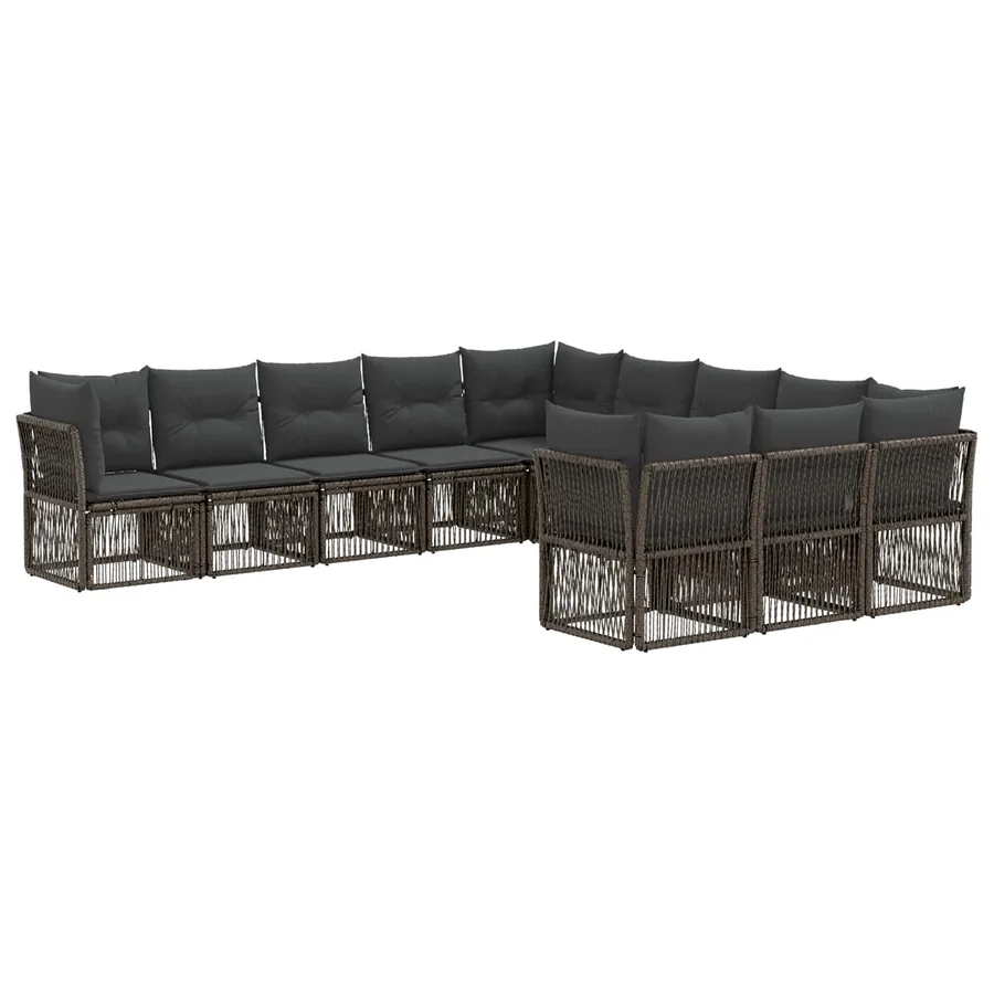 Ensemble de canapé de jardin 11 pcs Gris polyrotin