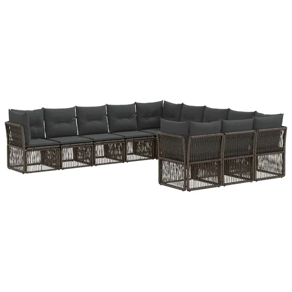 Ensemble de canapé de jardin 11 pcs Gris polyrotin