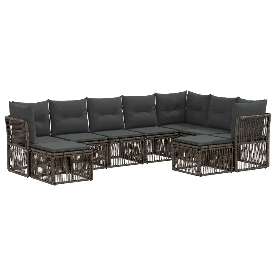 Ensemble de canapé de jardin 9 pcs Gris polyrotin - 2
