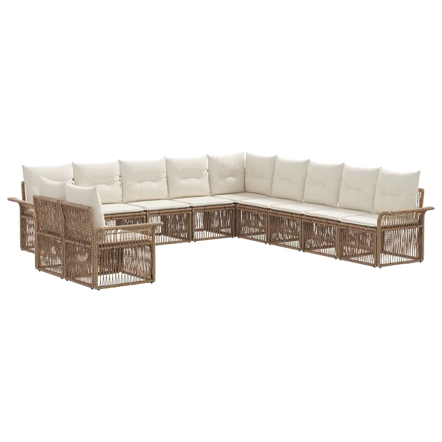 Ensemble de canapé de jardin 11 pcs Beige polyrotin - 2