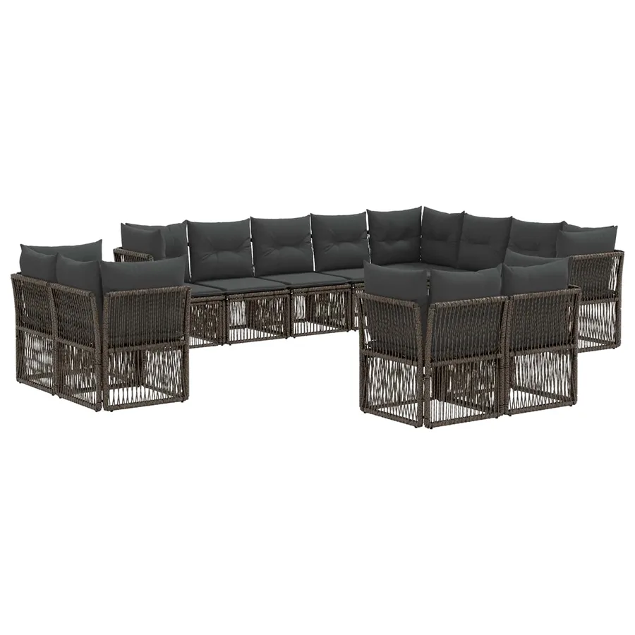 Ensemble de canapé de jardin 12 pcs Gris polyrotin - 2