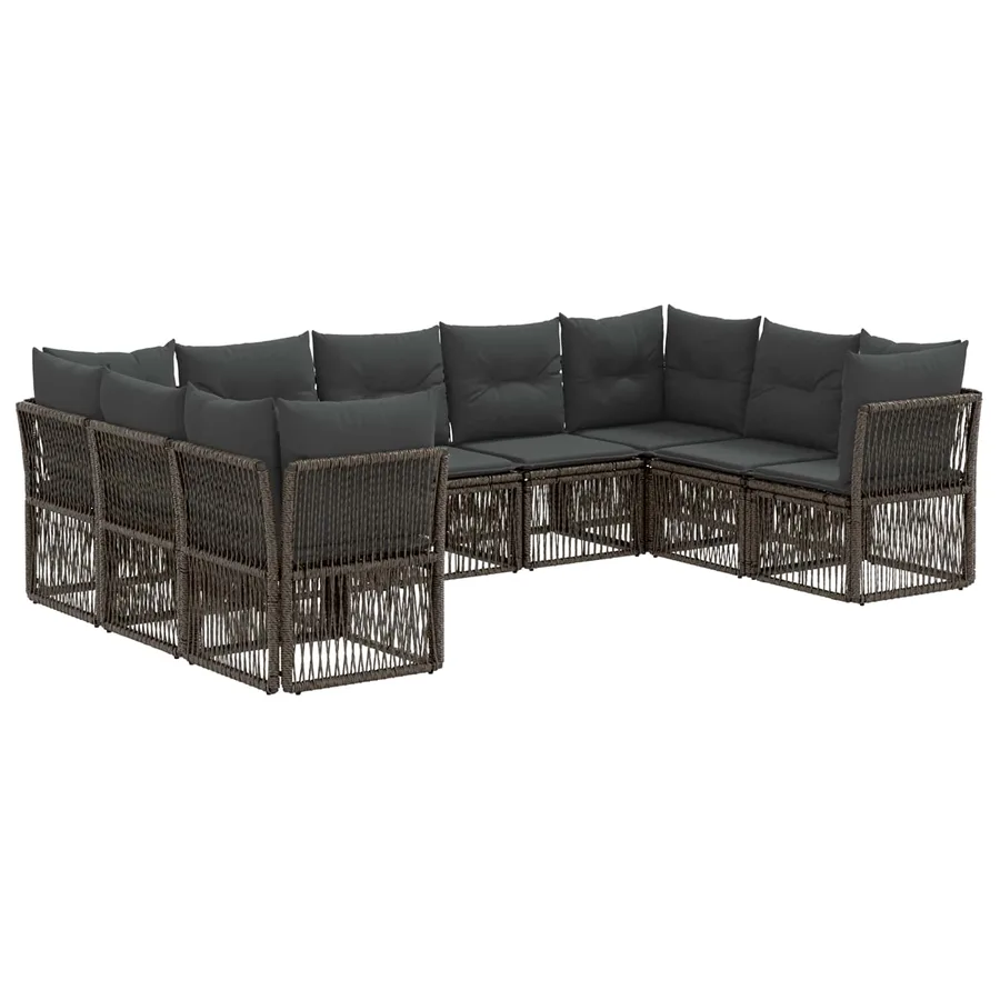 Ensemble de canapé de jardin 9 pcs Gris polyrotin - 2