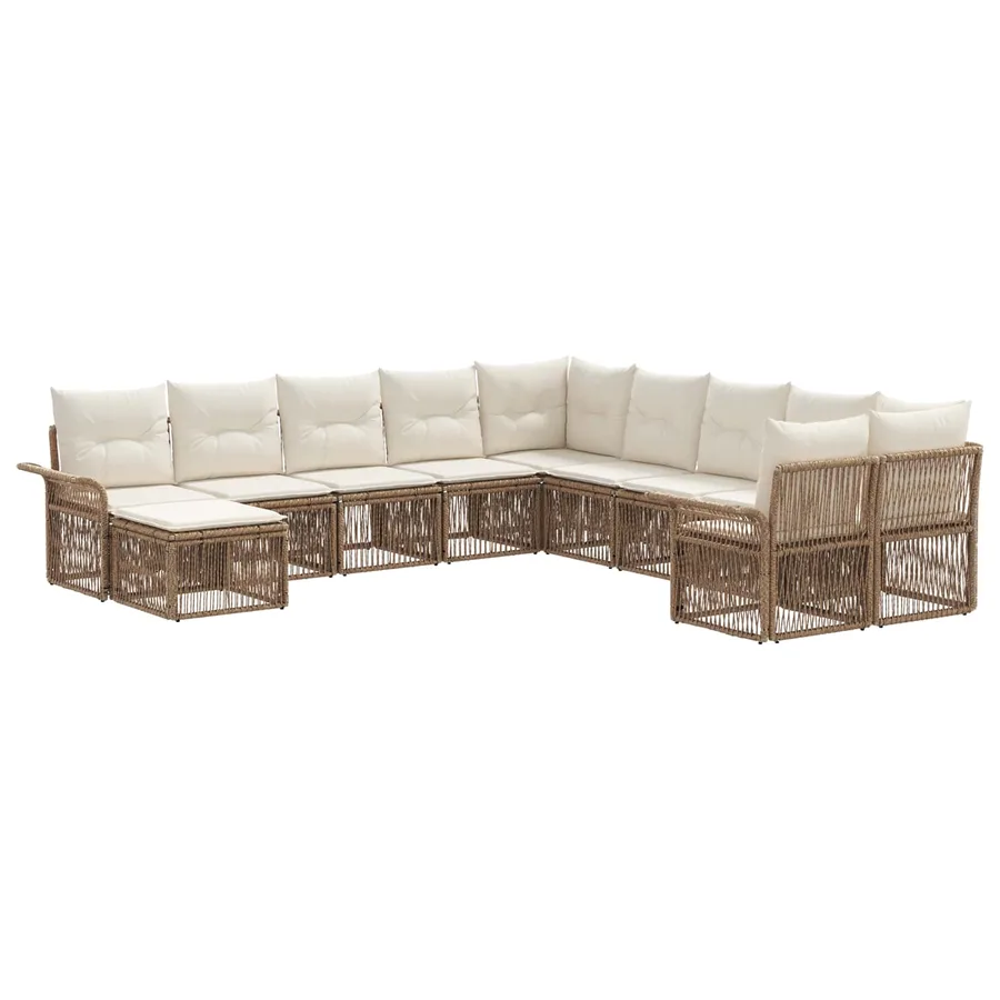 Ensemble de canapé de jardin 11 pcs Beige et blanc crème - 2