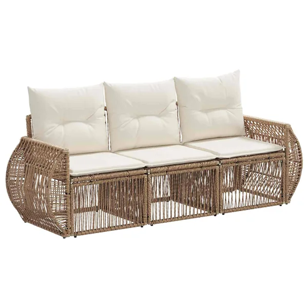 Ensemble de canapé de jardin 3 pcs Beige et blanc crème