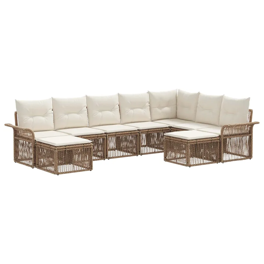 Ensemble de canapé de jardin 9 pcs Beige et blanc crème - 2