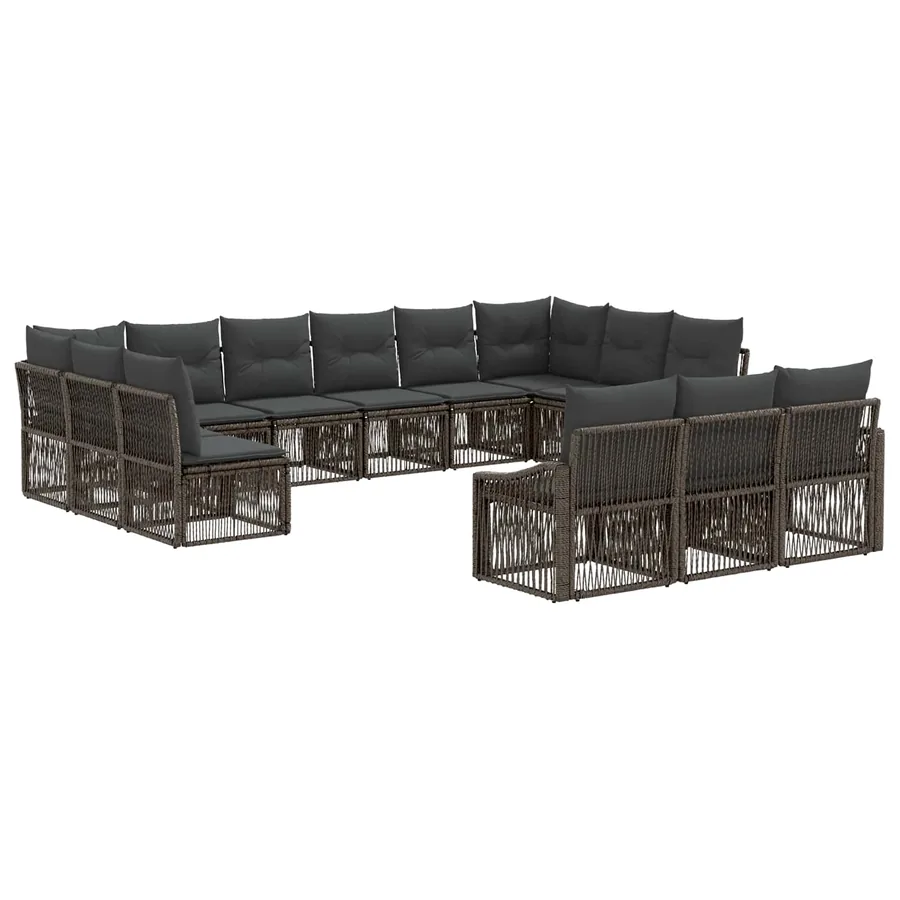 Ensemble de canapé de jardin 13 pcs Gris polyrotin