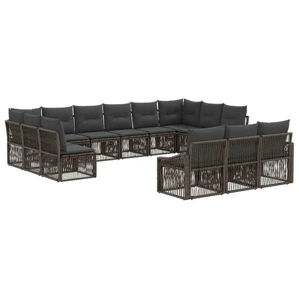 Ensemble de canapé de jardin 13 pcs Gris polyrotin