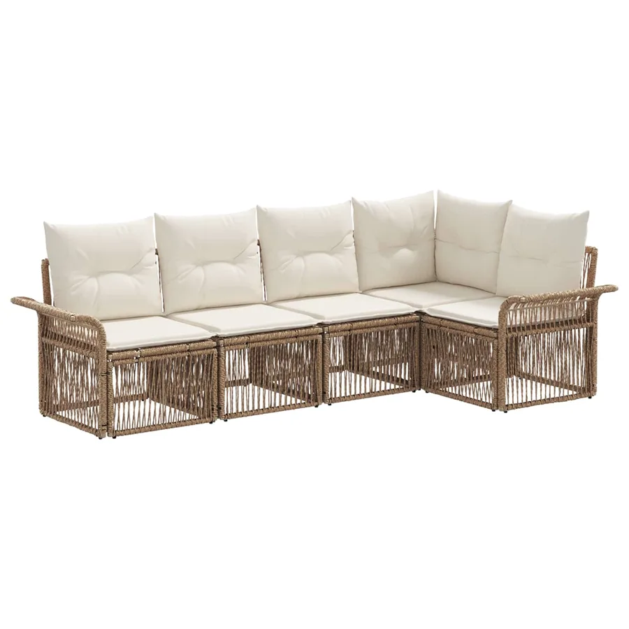 Ensemble de canapé de jardin 5 pcs Beige polyrotin - 2
