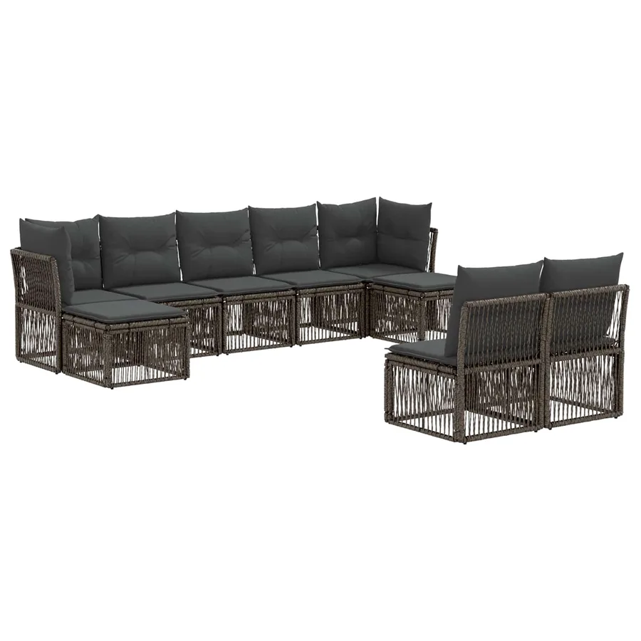 Ensemble de canapé de jardin 9 pcs Gris polyrotin - 2