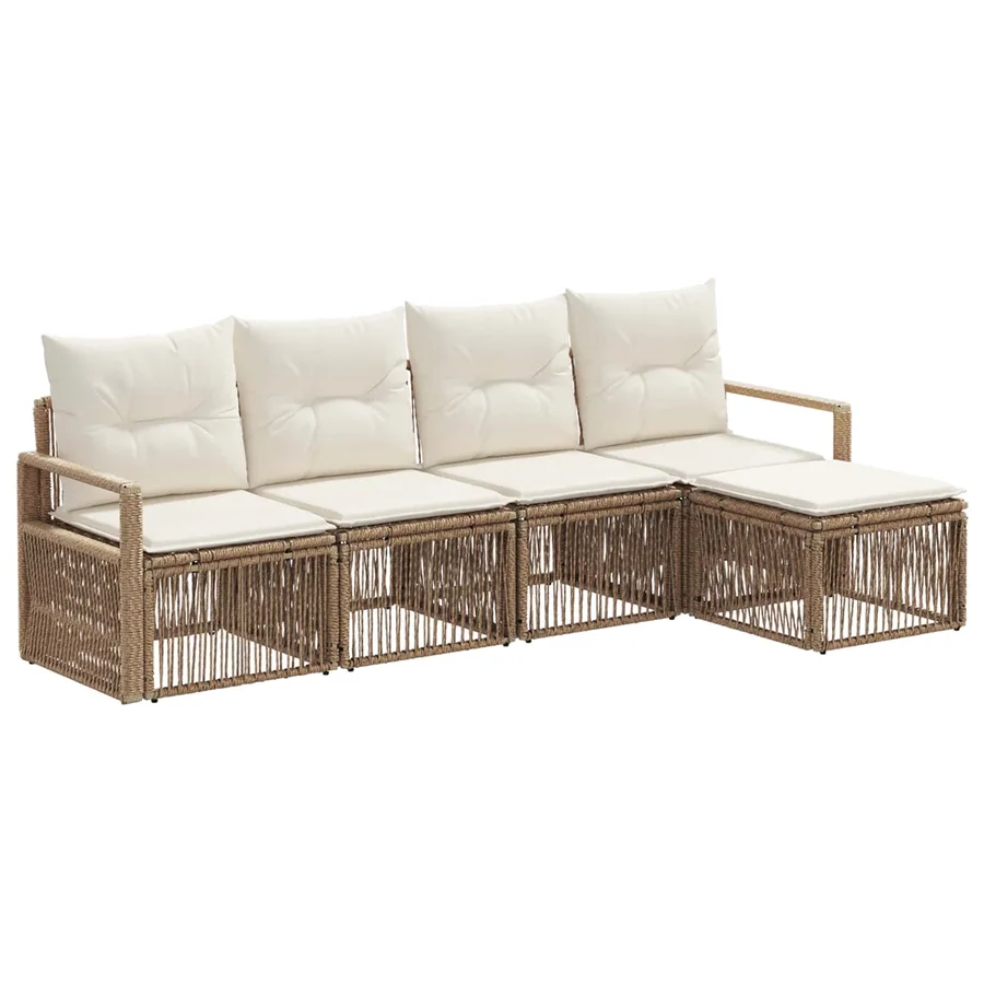 Ensemble de canapé de jardin 4 pcs Beige polyrotin - 2