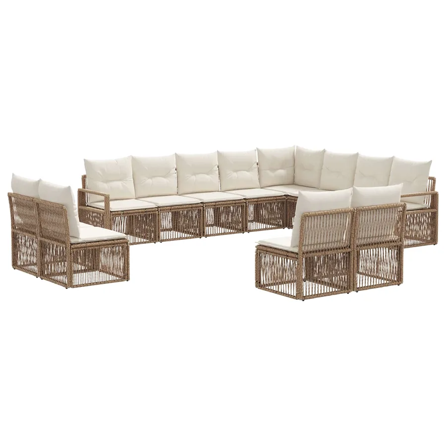 Ensemble de canapé de jardin 12 pcs Beige polyrotin - 2