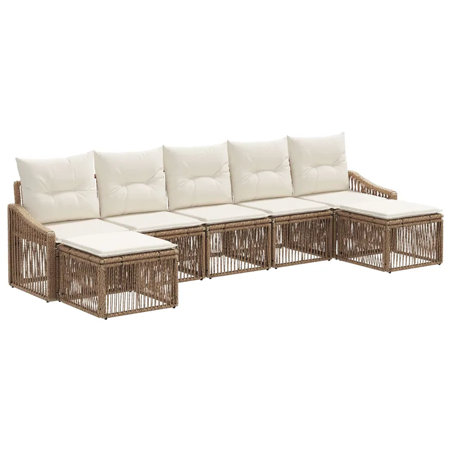 Ensemble de canapé de jardin 7 pcs Beige polyrotin - 2