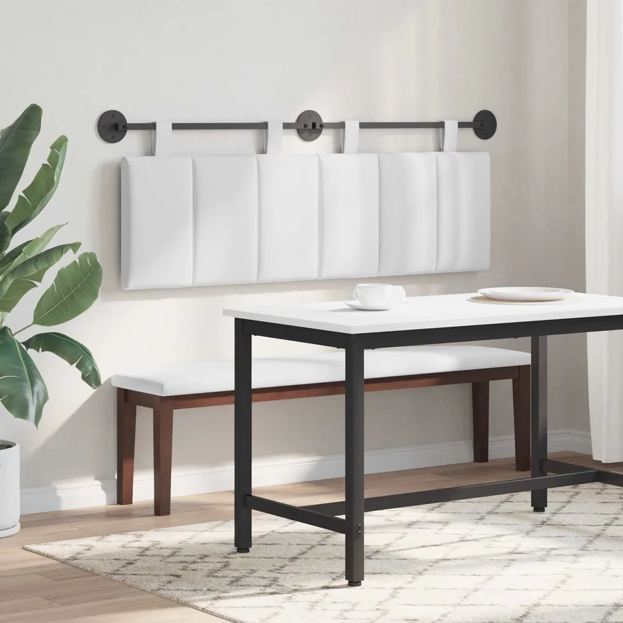 Tête de lit suspendue Blanc Tissu - 4