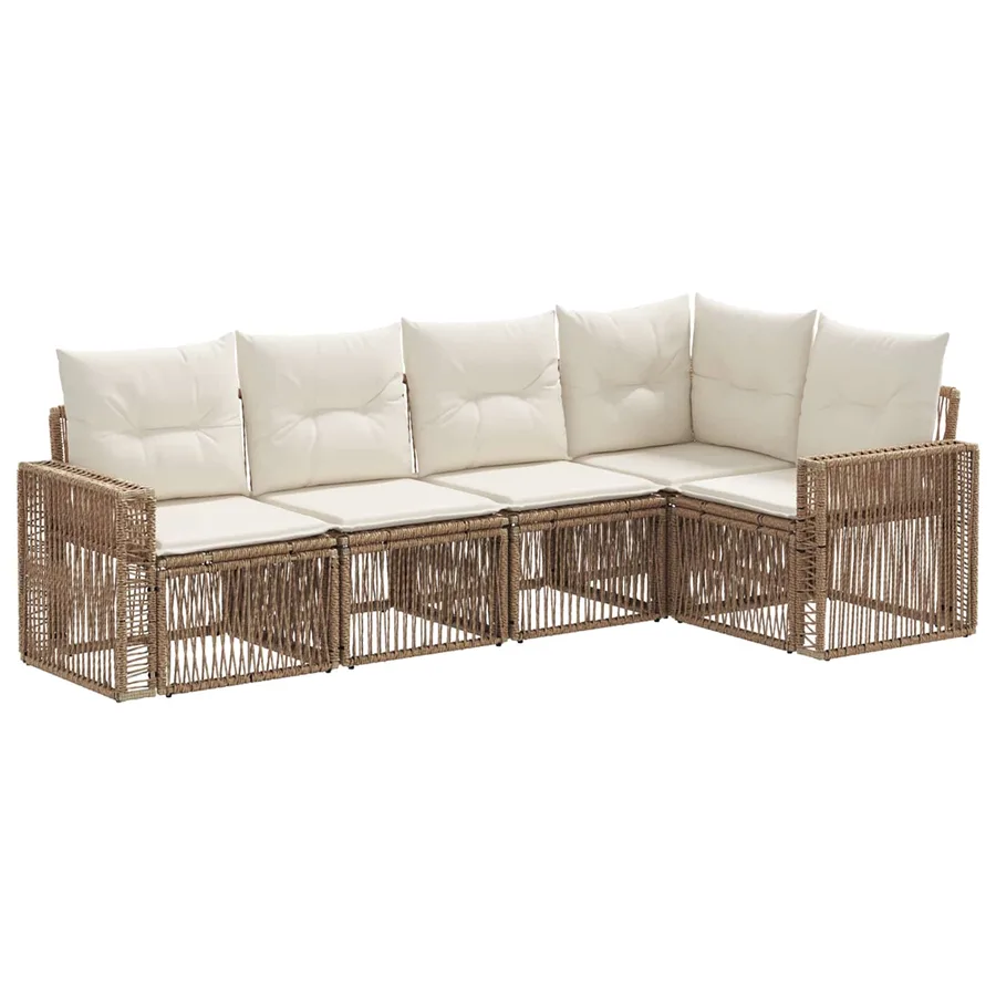 Ensemble de canapé de jardin 5 pcs Beige et blanc crème - 2