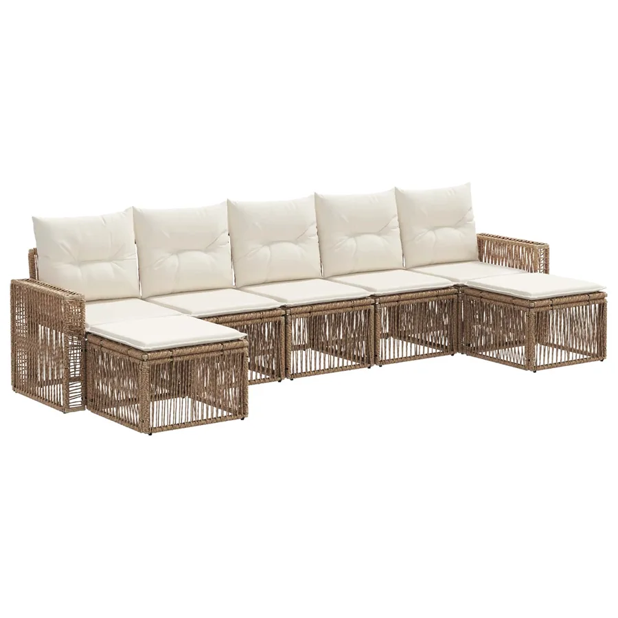 Ensemble de canapé de jardin 7 pcs Beige et blanc crème - 2