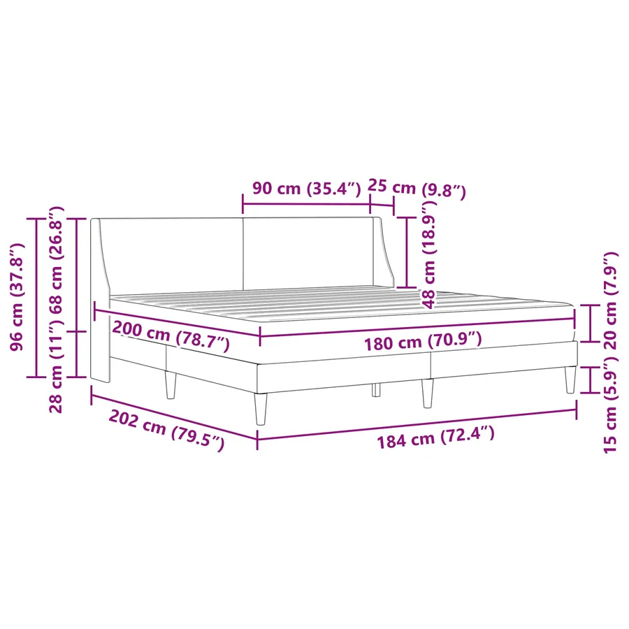 Cadre de lit avec matelas Bleu 180 x 200 cm Polyester - 11