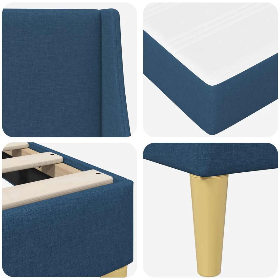 Cadre de lit avec matelas Bleu 180 x 200 cm Polyester - 9