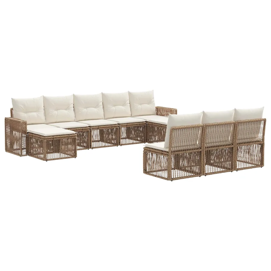 Ensemble de canapé de jardin 10 pcs Beige et blanc crème - 2