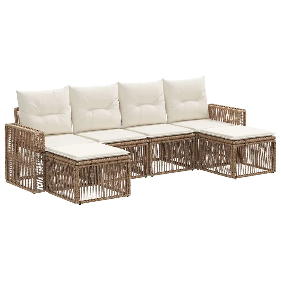 Ensemble de canapé de jardin 6 pcs Beige et blanc crème - 2