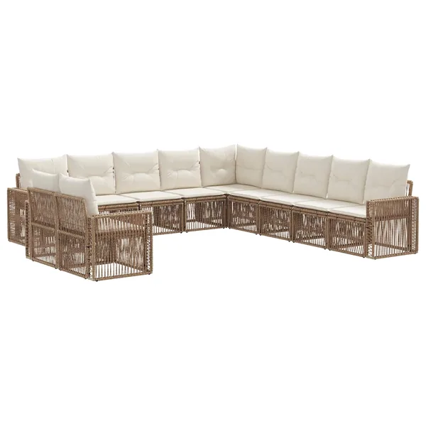 Ensemble de canapé de jardin 11 pcs Beige et blanc crème