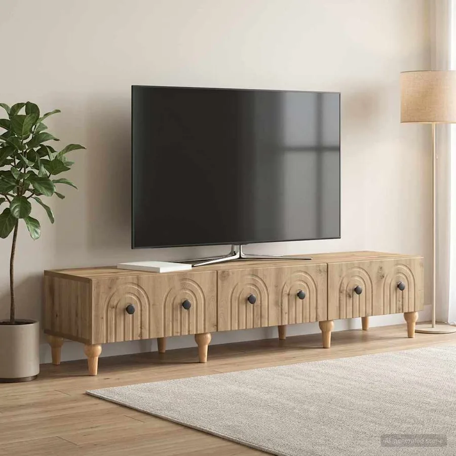 Meuble TV 147 x 34,5 x 30 cm Chêne artisanal Bois d'ingénierie - 4