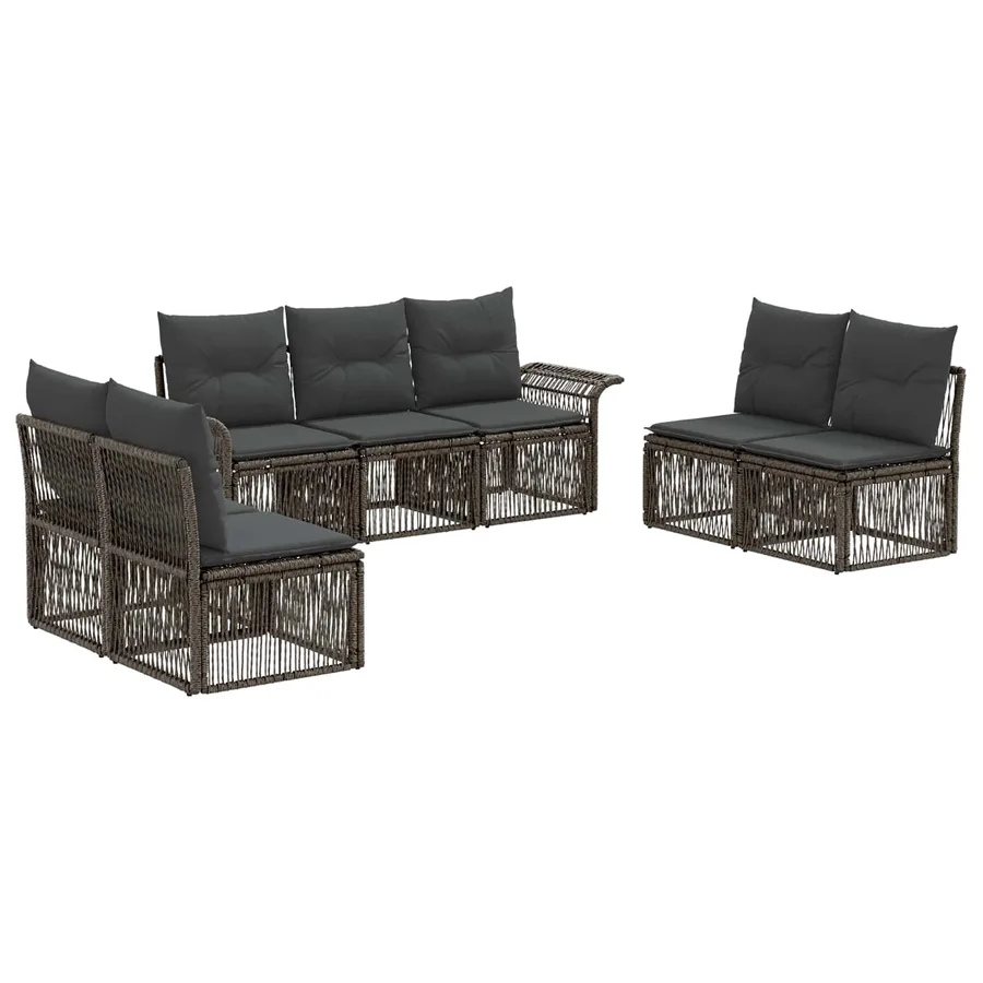 Ensemble de canapé de jardin 7 pcs Gris polyrotin - 2