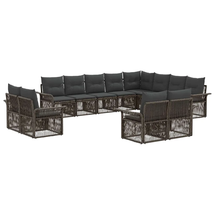 Ensemble de canapé de jardin 12 pcs Gris et Gris foncé - 2
