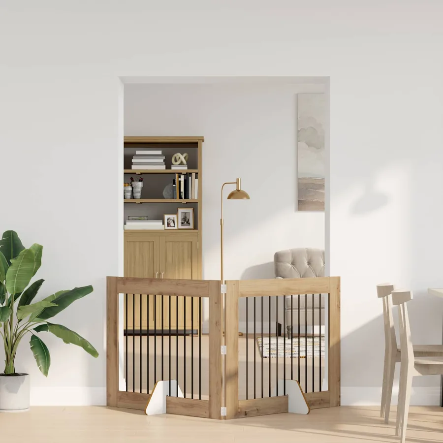 Porte de chien pliable avec supports 2 pcs Chêne artisanal