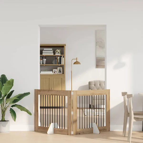 Porte de chien pliable avec supports 2 pcs Chêne artisanal