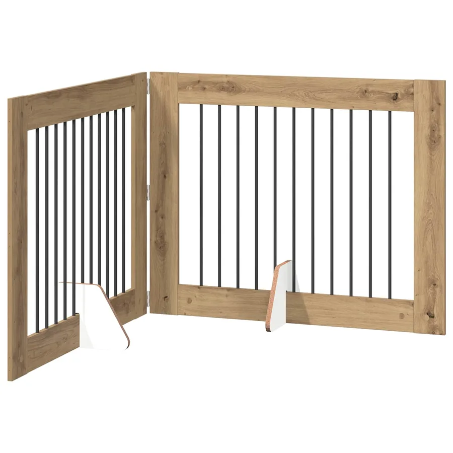 Porte de chien pliable avec supports 2 pcs Chêne artisanal - 2