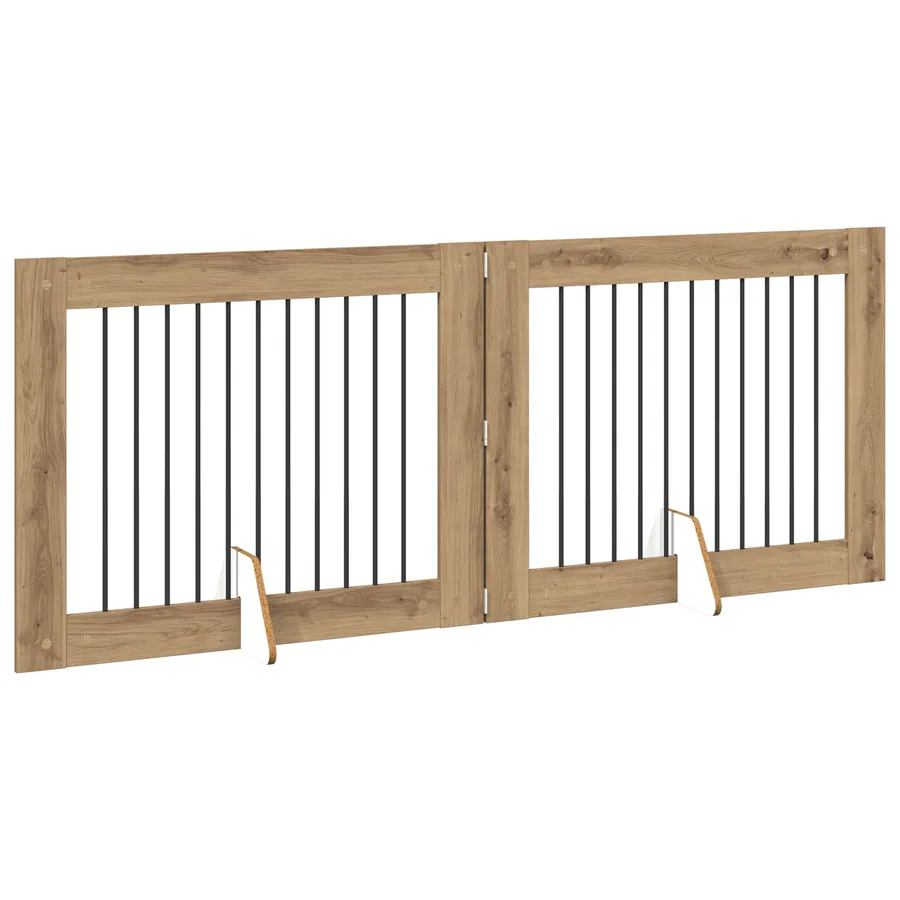Porte de chien pliable avec supports 2 pcs Chêne artisanal - 3