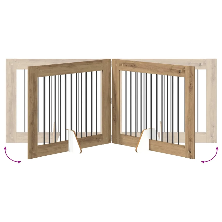 Porte de chien pliable avec supports 2 pcs Chêne artisanal - 7
