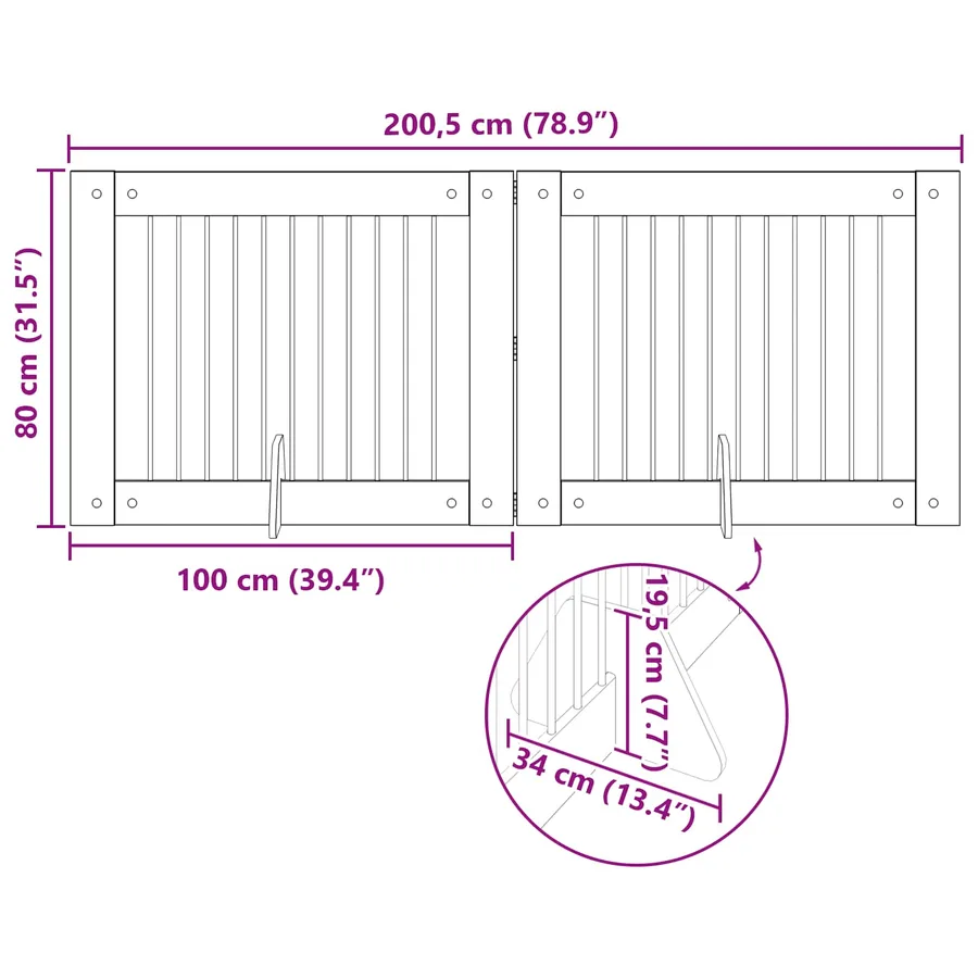 Porte de chien pliable avec supports 2 pcs Chêne artisanal - 8